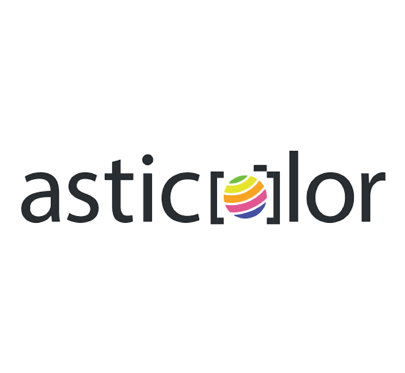 Asticolor Logo design featuring the word "asticolor" with a multicolored circular element.